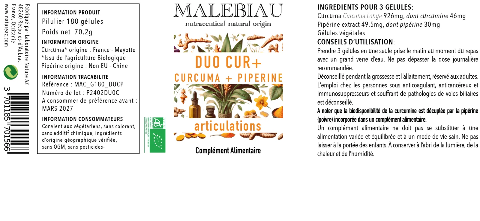 articulation curcuma piperine