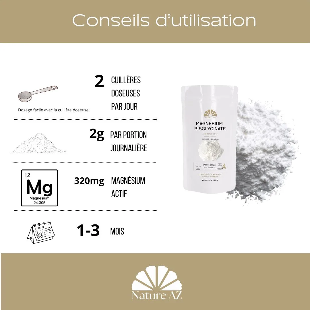 Magnésium bisglycinate poudre pure - sans additifs